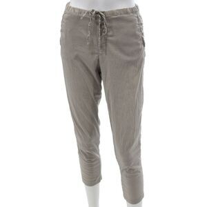 Transit Par Such Womens Cropped Striped Gray Cotton Drawstring Pants Size S